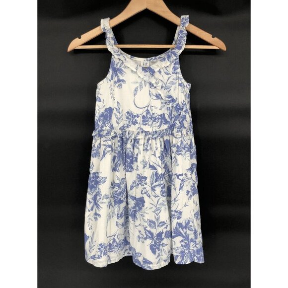 GAP Other - Gap Kids Blue Floral Sleeveless Ruffle Dress Girls M (8) Easter Sundress Cottage